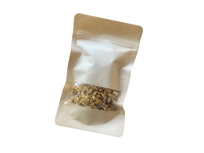 Doypack pose med vindue 250 ml 110x70x185mm brun kraft med PET