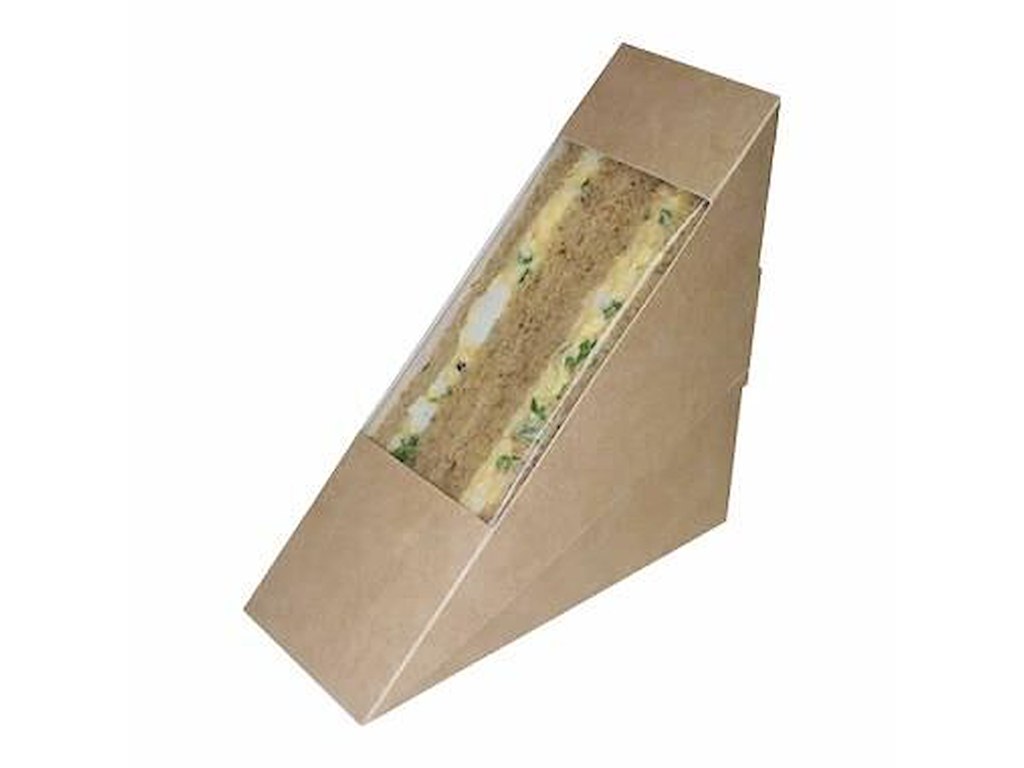 Sandwichæske 123 x 52 x 123 mm Karton med rude PLA Brun