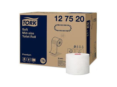 Toiletpapir Tork Premium T6 Mid-size 2-lags 90 mtr, Tork 127520