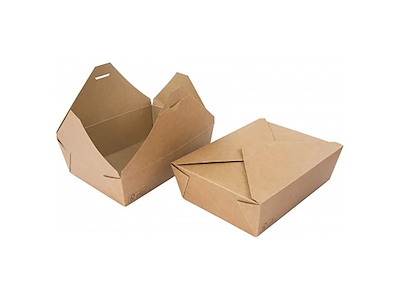 Takeaway æske 1600 ml 195x140x63mm Karton med biocoating Brun