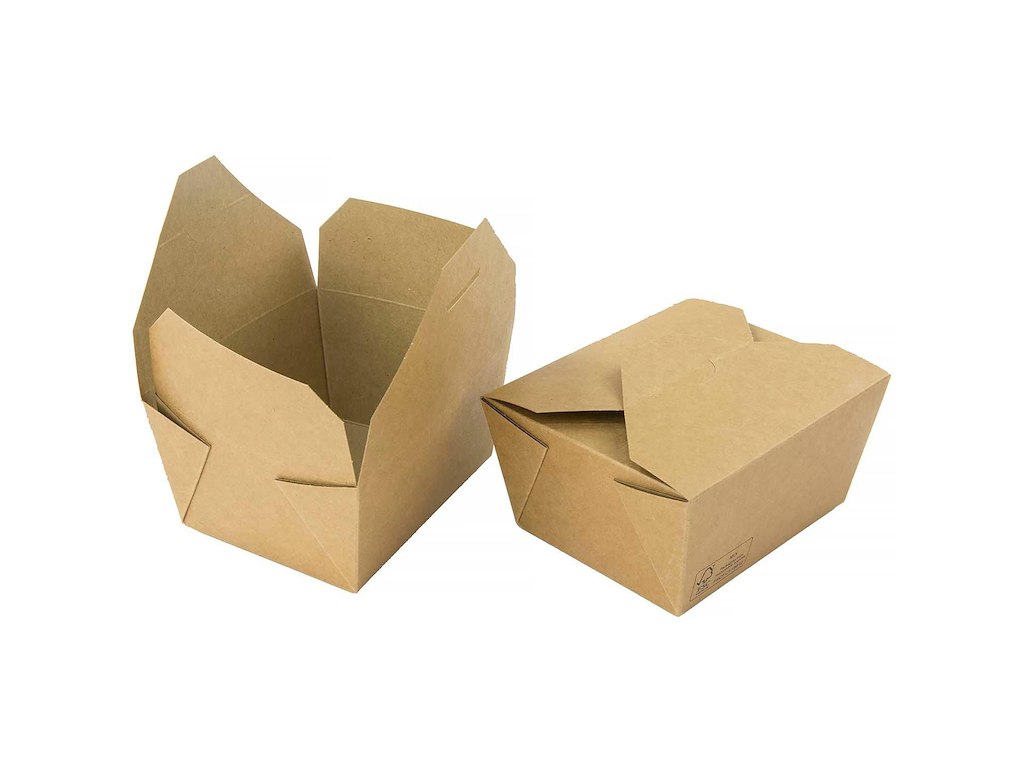 Takeaway æske 400 ml 90x90x52mm Karton med biocoating Brun