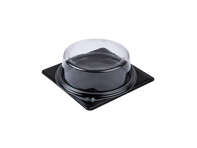Bakke Kageboks 120x120 mm Ø116x35 mm Firkantet med Rundt låg APET Sort/Klar