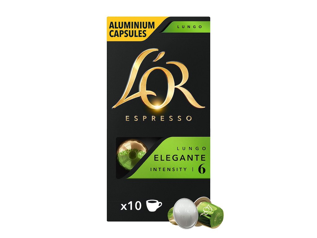 Kaffekapsel L'OR Lungo Elegante 10 kaps/pk Styrke 6
