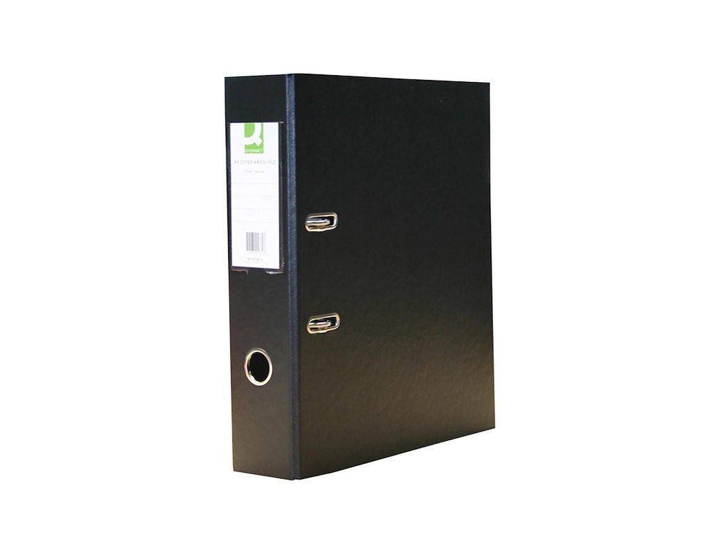 Brevordner Q-Connect sort uden skinne A4 B75 mm