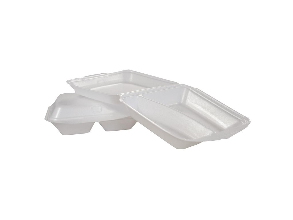 Skumbakke 2-rum 210x245x72 mm Hængslet låg XPS Hvid