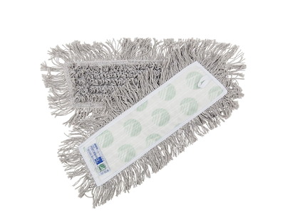 Moppe Velcro Mop 40cm Svanemærket med Frynser Grå Tør/Våd til trægulve/linoleum