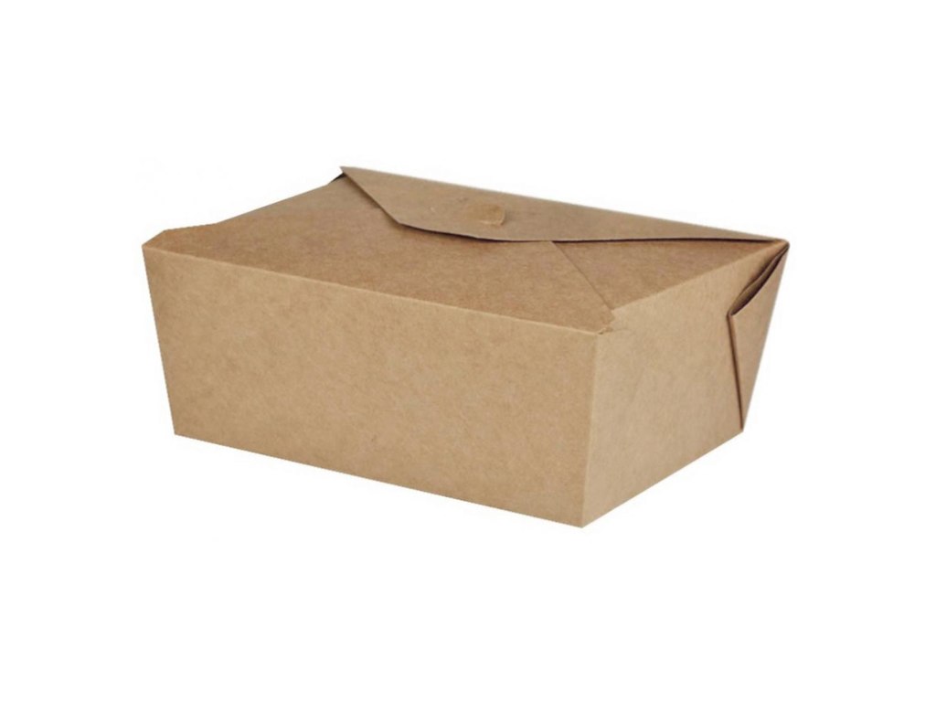 Takeaway æske 1000 ml 150x120x65mm Karton med biocoating Brun