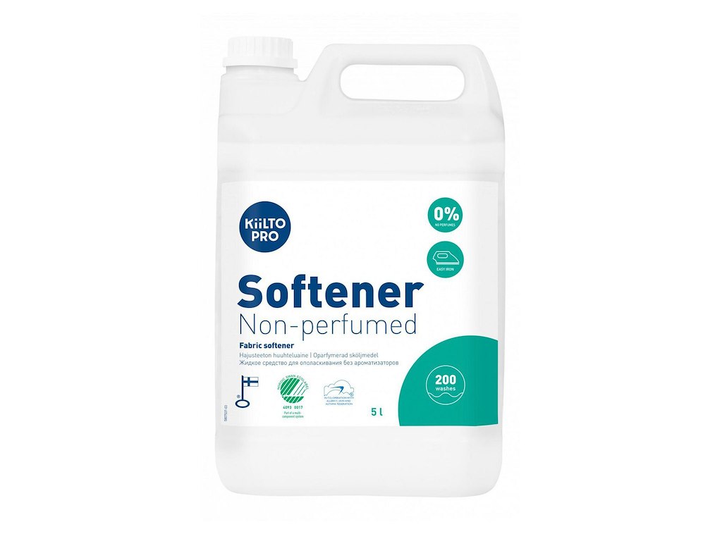Tøjvask Skyllemiddel Kiilto Pro Softener Non-perfumed 5ltr Svanemærket Sensitiv