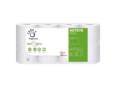 Toiletpapir Papernet Biotech 2-lag genbrugsfiber 28,75 m 8x8 rl