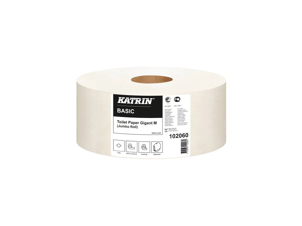 Toiletpapir Jumbo Katrin 1-lag ?23.5 cm 435 m Uperforeret