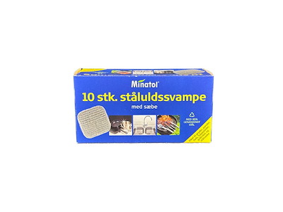 Minatol Ståluldssvampe med sæbe (10 stk.)