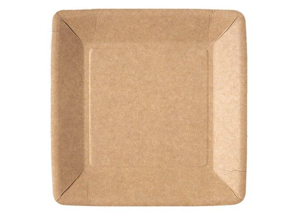 Paptallerken Firkantet L18xB18xH1cm Pap Kraf uncoated Brun