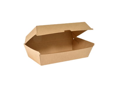 Bakke boks med hængslet låg 1100 ml pap/pla kraft Brun