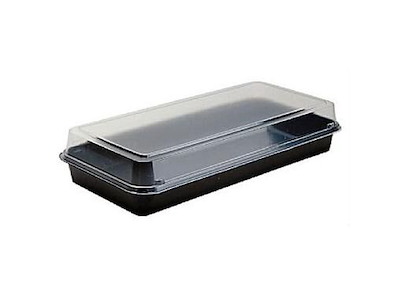 Plastbakke Lunchbox 1-rum 270x135x54 mm PS Sort/Klar