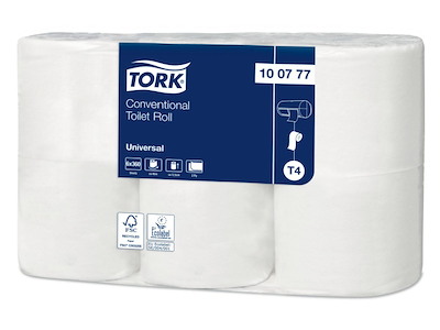 Toiletpapir Tork Universal T4 Ø12cm 44,80m 2-lag hvid