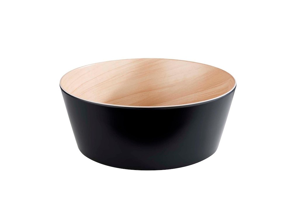 Skål Frida 3.4 ltr Ø26.5x10.5 cm Melamin Sort/Trælook