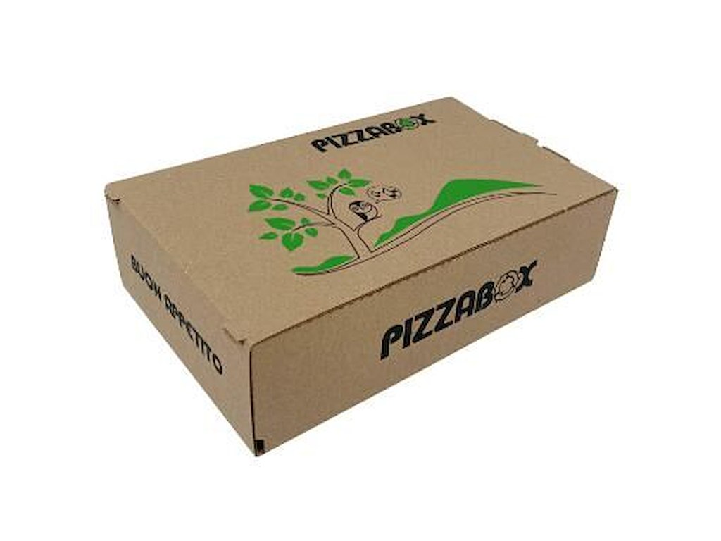 Pizzaæske TWK/242/E Calzone L27xB16xH7cm brun med tryk Pizzabox