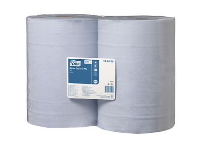 Aftørringsrulle Industri Tork Basic W1 2-lag Ø26.3cm B36.9xL340m Genbrug Blå