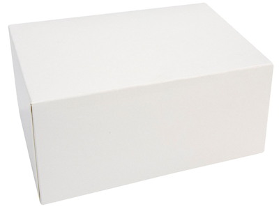 Kageæske hængslet låg høj L180xB130xH80mm pap med åben front uden rude hvid