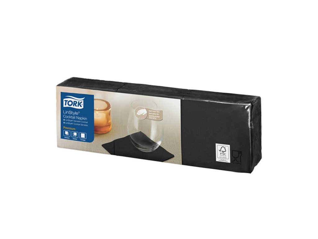 Serviet Tork Cocktail Linstyle 24x24cm 1-lag Sort