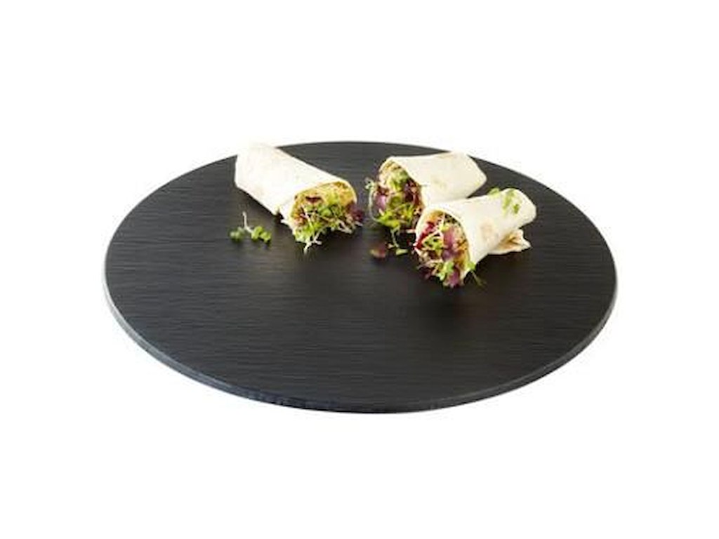 Serveringplade Melamin Ø40x1 cm Skiferlook sort