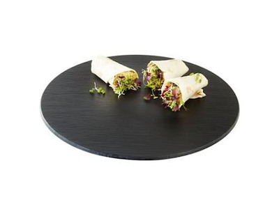 Serveringplade Melamin Ø40x1 cm Skiferlook sort