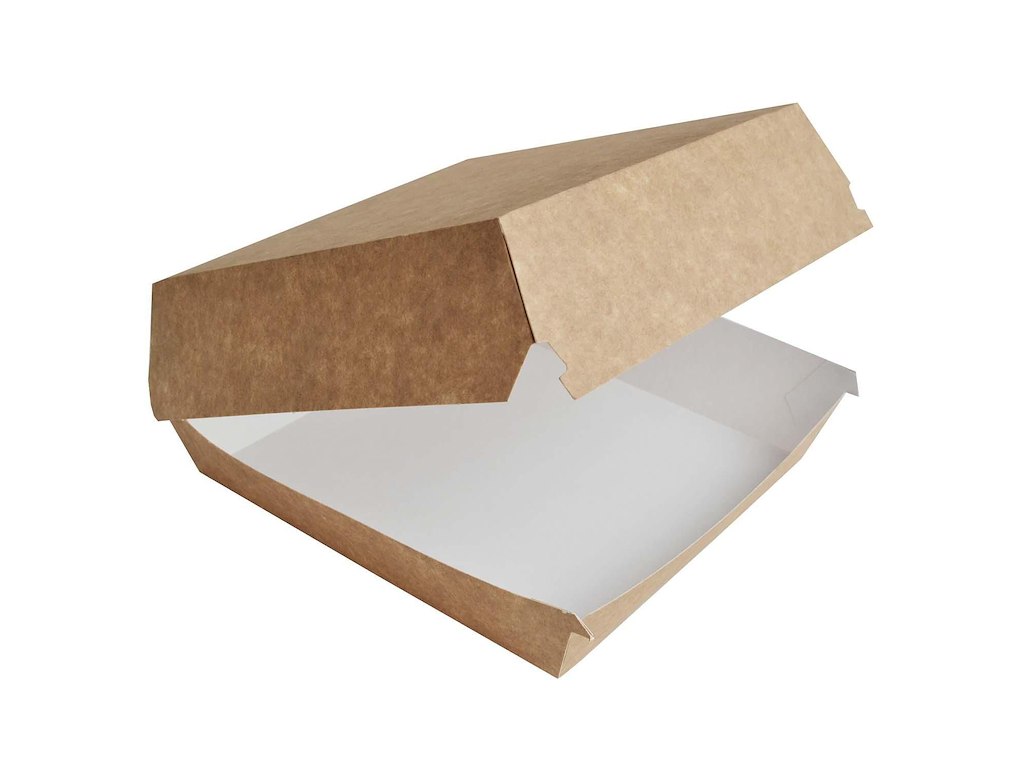 Burger/Sandwich-boks 190x190x80 mm XL Brun/Hvid
