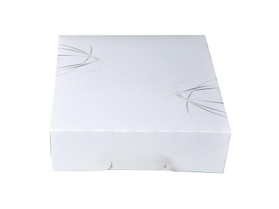 Kageæske hængslet låg S-Line L250xB250xH80mm pap uden rude hvid/grå