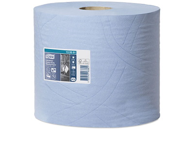 Aftørringsrulle Industri Tork W1/W2 3-lag Ø26.2cm B23.5cmxL119m Nyfiber Blå