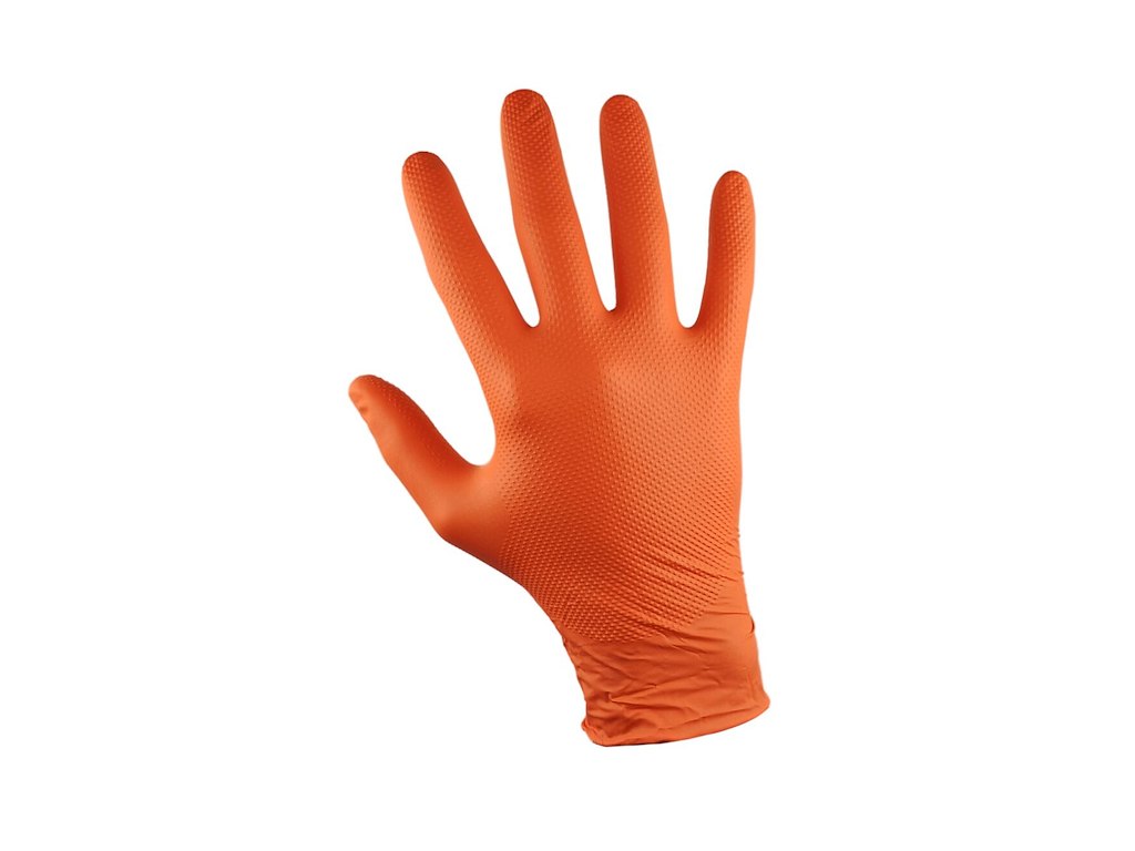 Nitrilhandsker Ekstra kraftig med diamant tekstur 9,4g - orange (50 stk.)