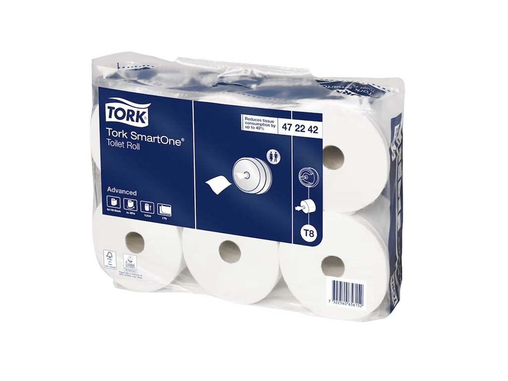 Toiletpapir Tork SmartOne T8 2-lag 207 m Hvid