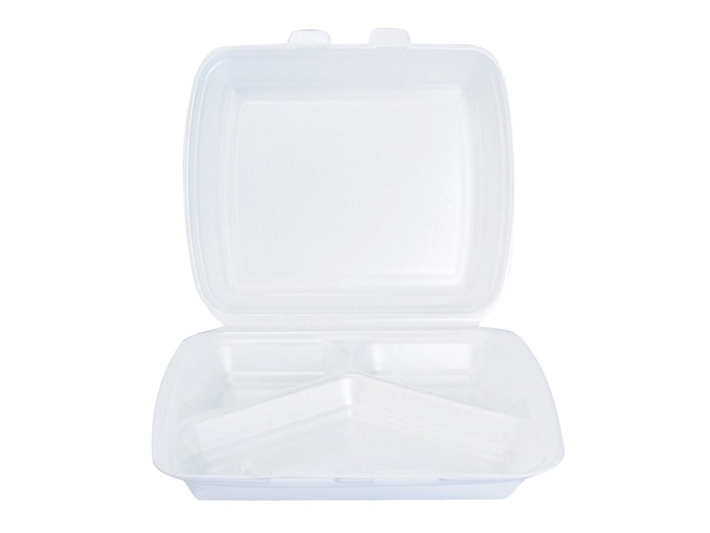 Skumbakke 3-rum 210x245x72 mm Hængslet låg XPS Hvid