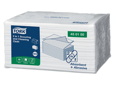 Aftørrings- & skureklud Tork 2-i-1 W8 L38.5xB30cm Papir 1-lag Hvid