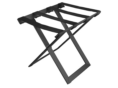 Bagagestativ 515x405x465 mm Metal og syntetisk læder Sort