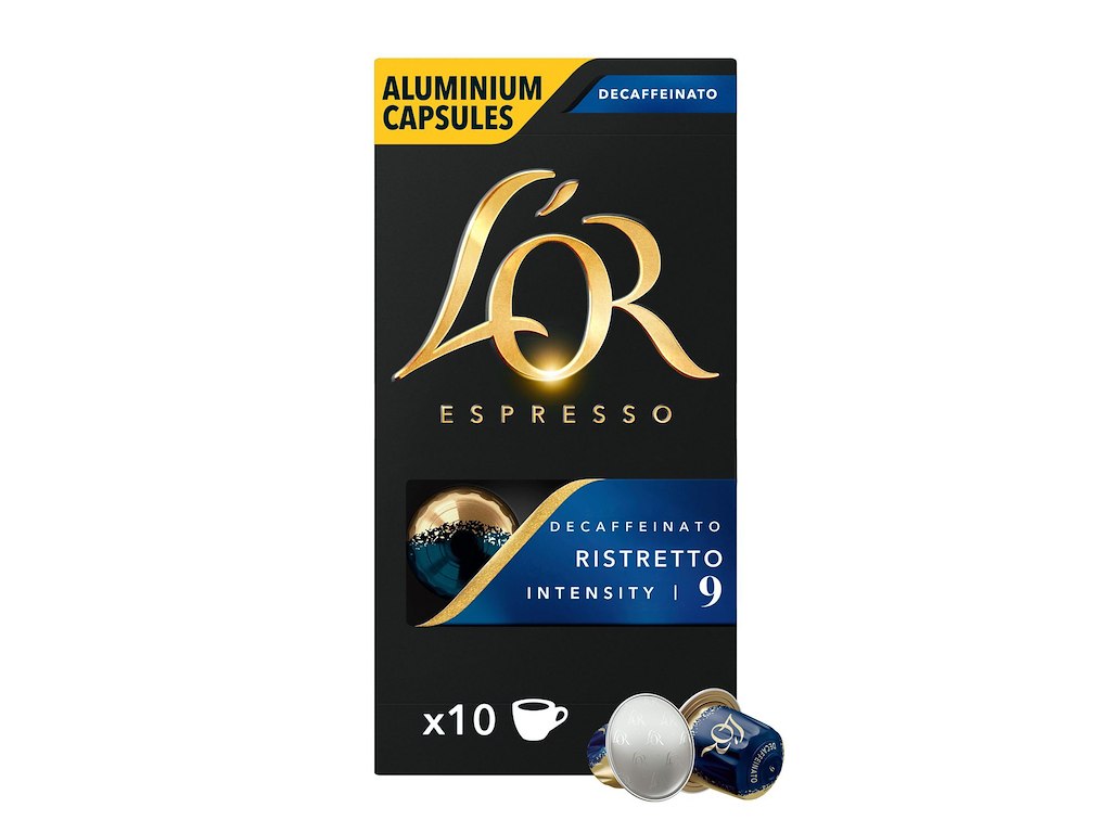 Kaffekapsel L'OR Lungo Ristretto Decaf 10 kaps/pk Styrke 9