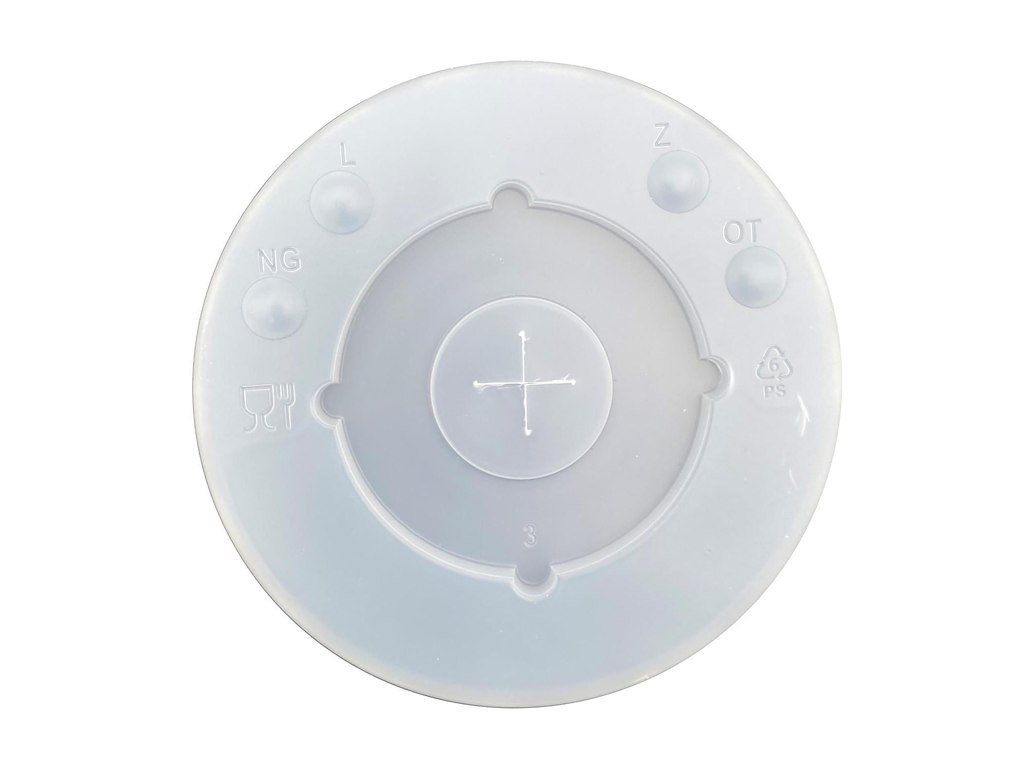 Plastlåg Ø108mm flad med kryds transparent