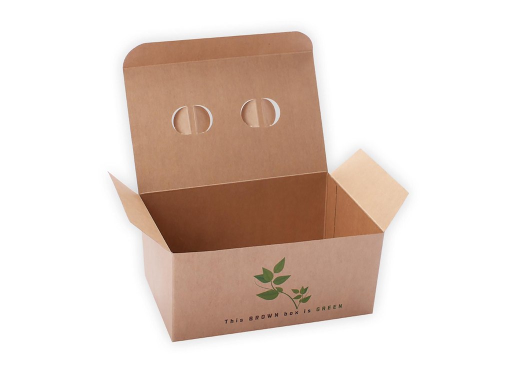 Pommes Frites Æske L140xB90xH65mm Pap med tryk og låg Brun