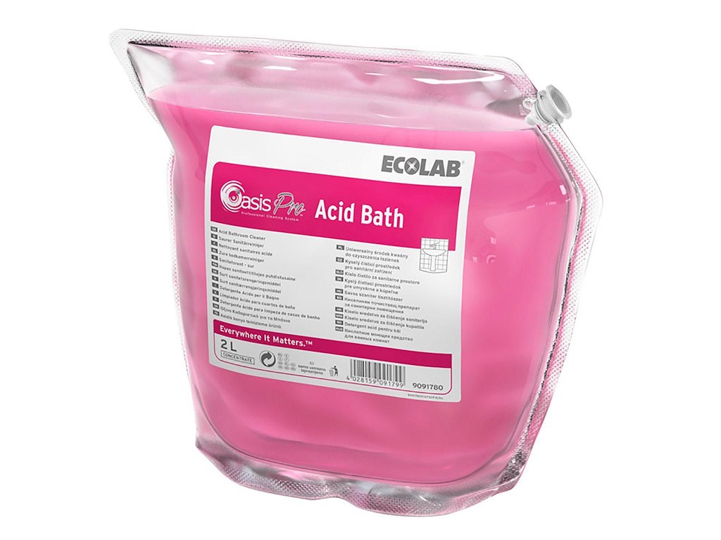 Sanitetsrengøring Oasis Pro Acid Bath Stærkt sur med Parfume 2 ltr Lyserød