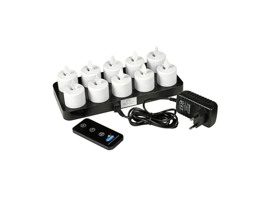 Ladestation Duni LED bevægelig flamme inkl. 10 lys 38x36 mm