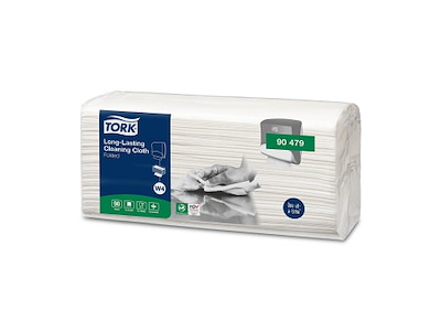 Aftørringsklud Tork W4 Alt-i-En 428x355mm Biobaseret Hvid