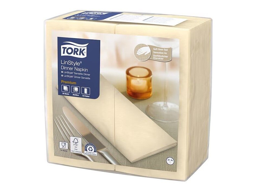Serviet Tork Linstyle 39x39cm 1/8-fold Creme