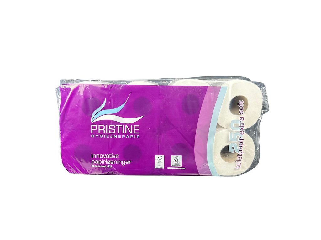 Toiletpapir Pristine Extra Soft 2-lag 33,75 m Nyfiber 8 rl pr pk