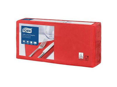 Serviet Tork 33x33cm 3-lag Rød