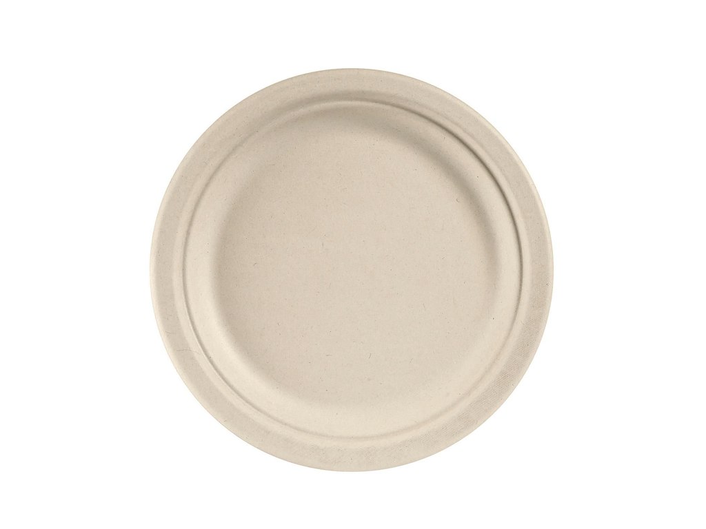 Tallerken rund 22 cm Bagasse FF natur brun