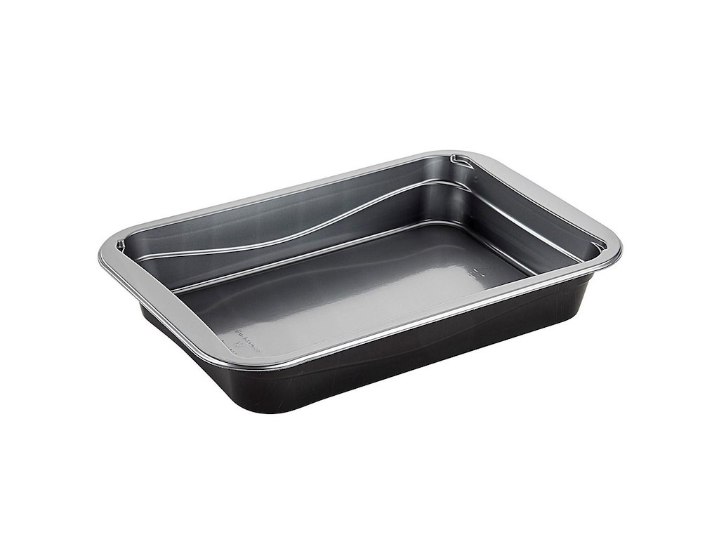 Plastbakke C2294-1B 294x193x45 mm med Bæregreb CPET Sølv med Sort yderside