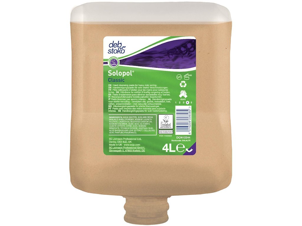 Håndrens Solopol Classic PURE Heavy Blomst t Olie/Fedt med Aloe Vera 4 ltr Brun