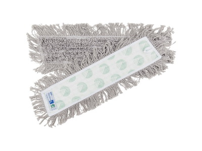 Moppe Velcro Mop 60cm Svanemærket med Frynser Grå Tør/Våd til trægulve/linoleum