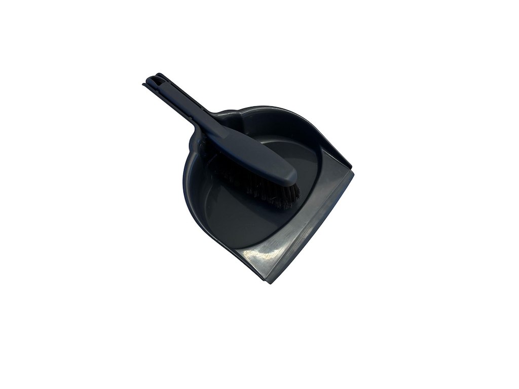 Fejebakke- og kost i sæt plast sort