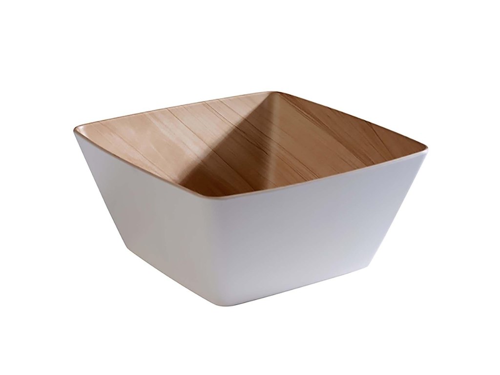 Skål Frida 3.5 ltr 25x25x12 cm Melamin Hvid/Trælook