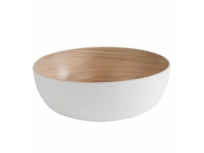 Skål Frida 4.7 ltr Ø30x9.5 cm Melamin Hvid/Trælook